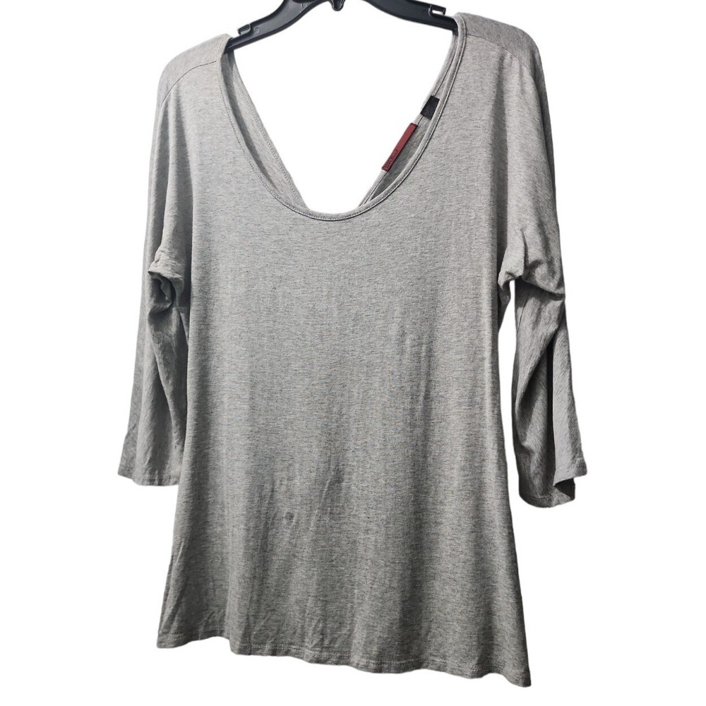 BKEred Gray 3/4 Sleeve V-Neck Ruched Back Casual‎ Top